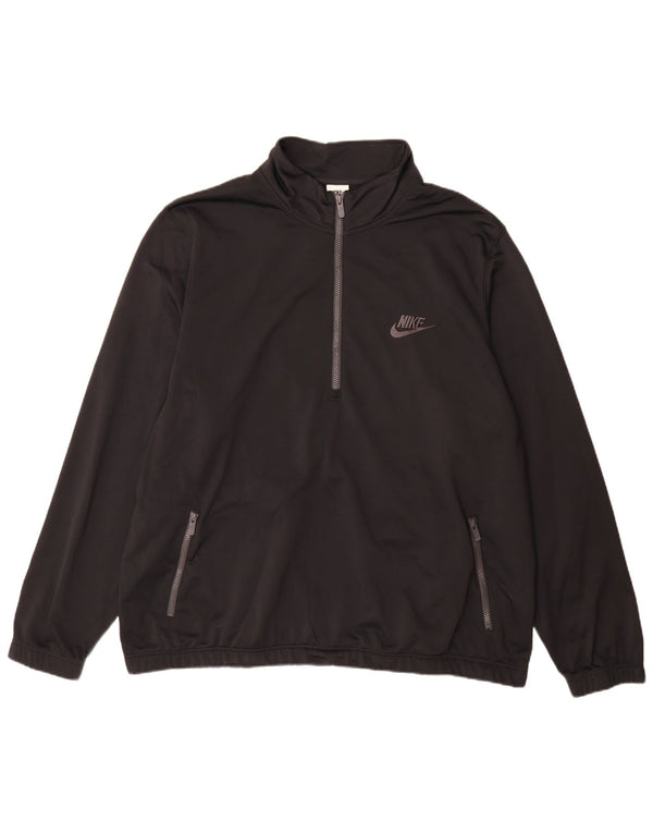 Nike Mens Zip Neck Sweatshirt Jumper 3XL Black Polyester