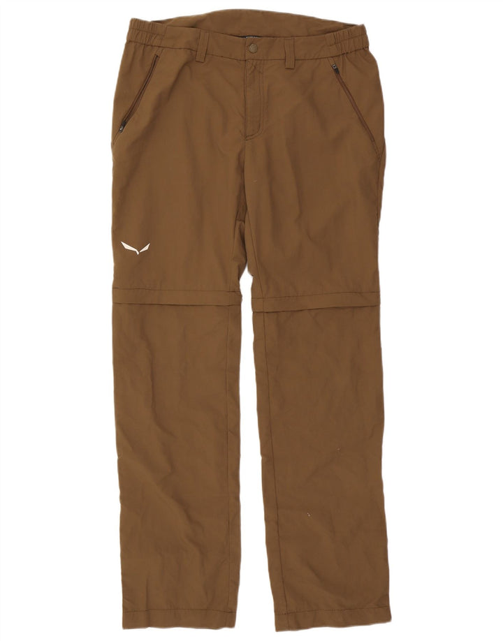 Vintage Mens Straight Chino Trousers Medium W32 L32 Brown Polyamide