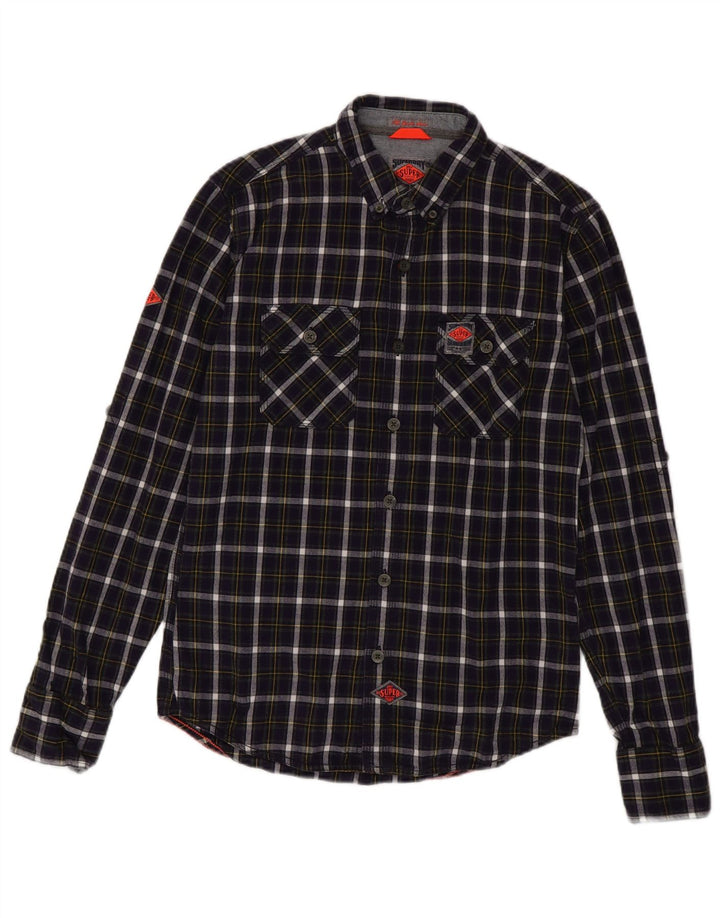 SUPERDRY Mens Flannel Shirt Small Purple Check Cotton