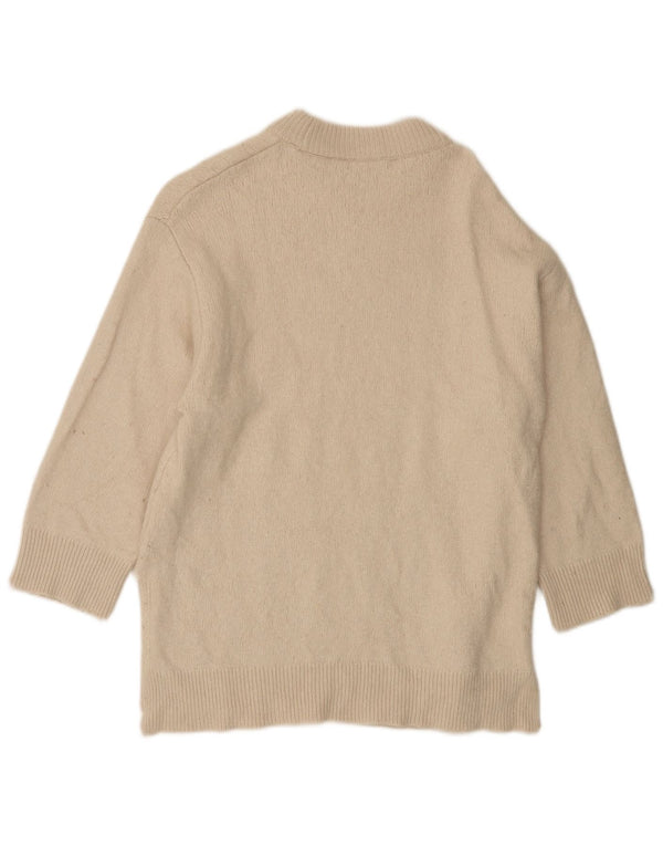 Maglione Zara da donna oversize con scollo a barca con maniche a 3/4 UK 10 piccolo Beige