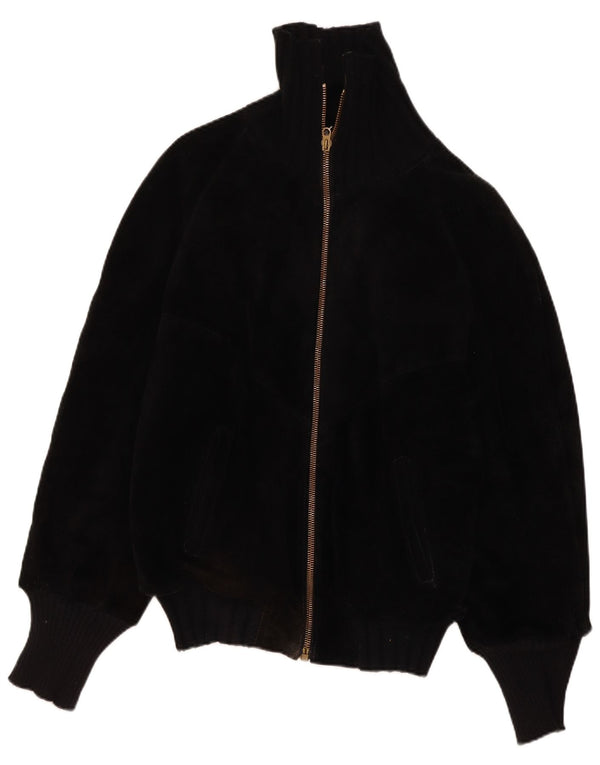 Vintage Herre Sherpa Læderjakke IT 44 XS Sort Retro