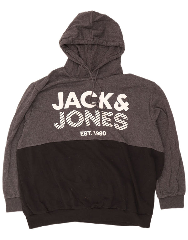 Jack & Jones Felpa con cappuccio grafica da uomo 5XL Cotone color block grigio