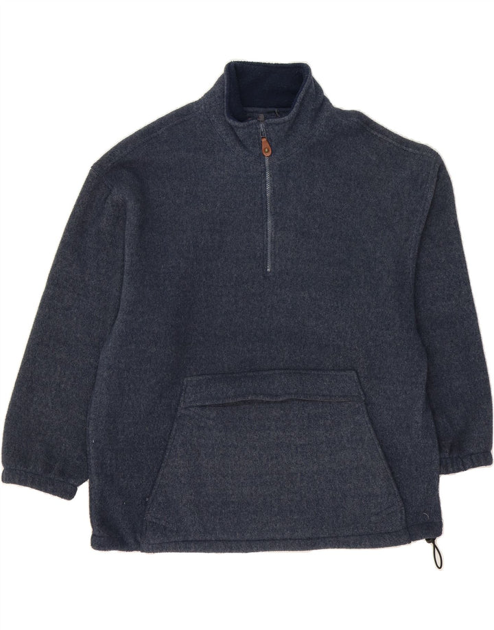 VINTAGE Mens Zip Neck Fleece Jumper Large Navy Blue Polyester Vintage Vintage and Second-Hand Vintage from Messina Hembry 