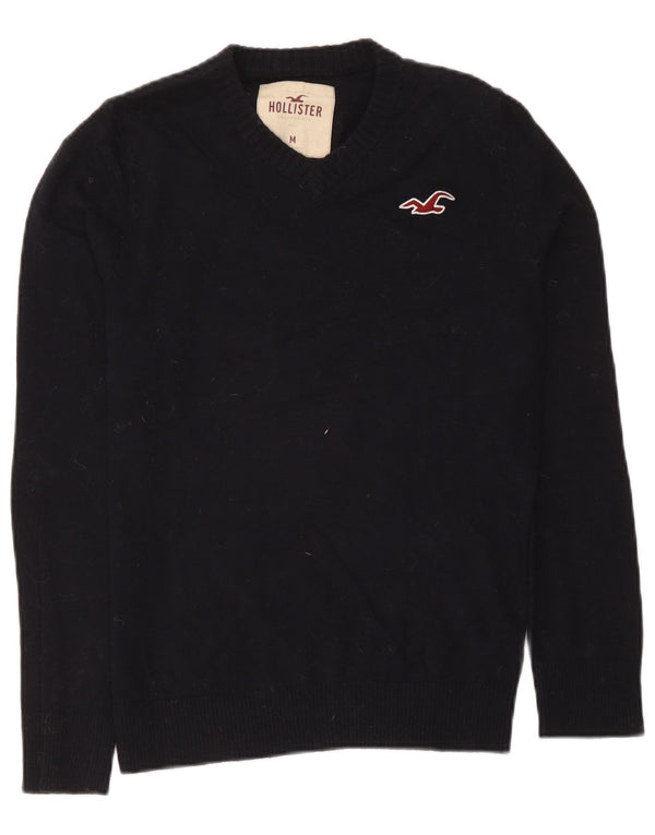 Hollister Herren-Pullover mit V-Ausschnitt aus mittelblauer Baumwolle