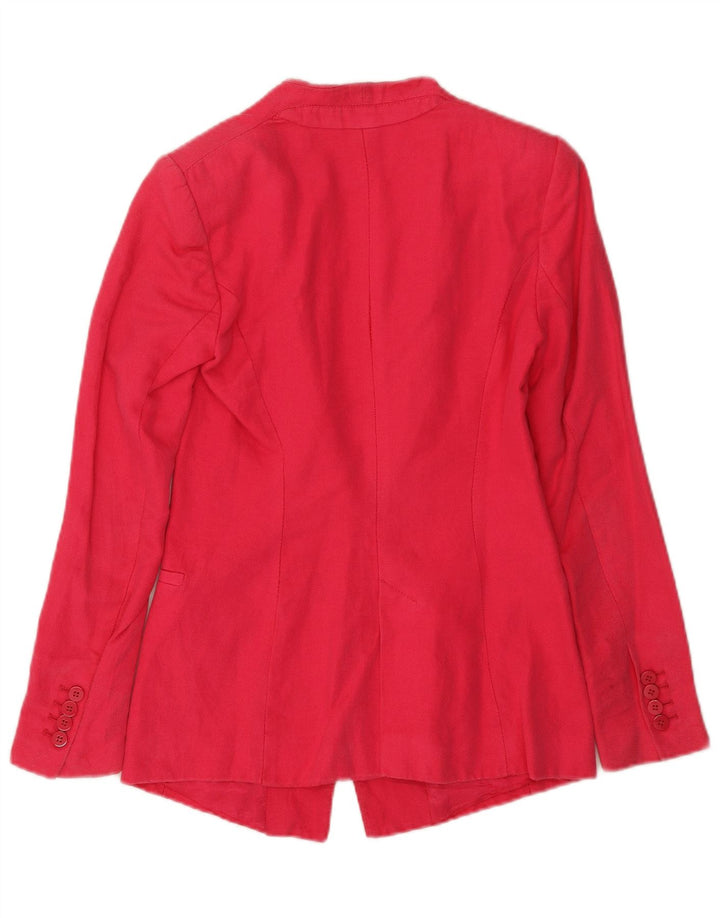 Zara Dame 1 Knap Blazer Jacket UK 6 XS Pink Bomuld