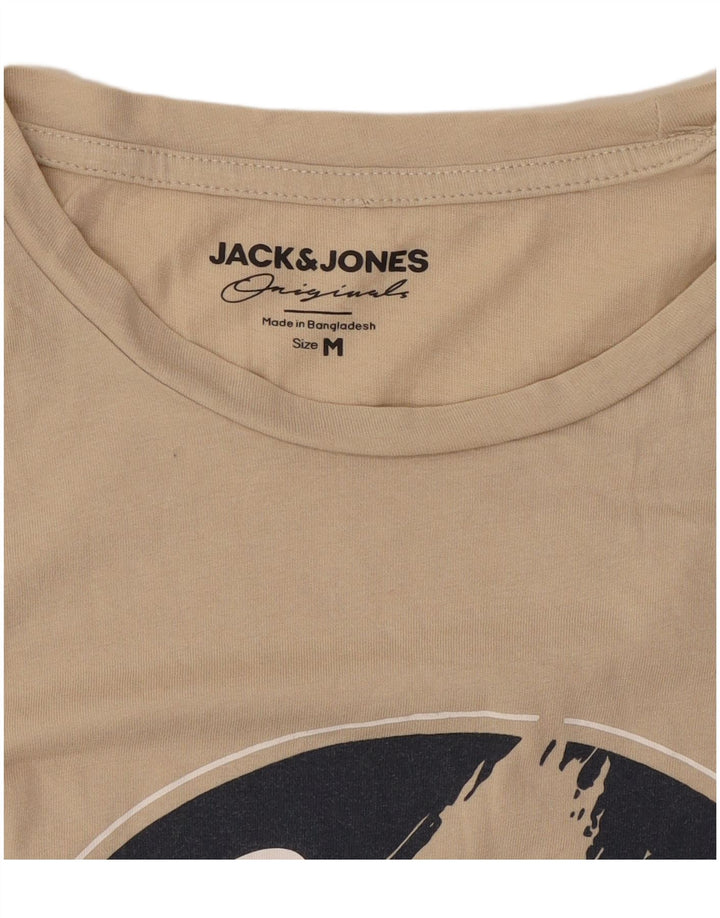 Jack & Jones Mens Graphic T-Shirt Top Medium Beige