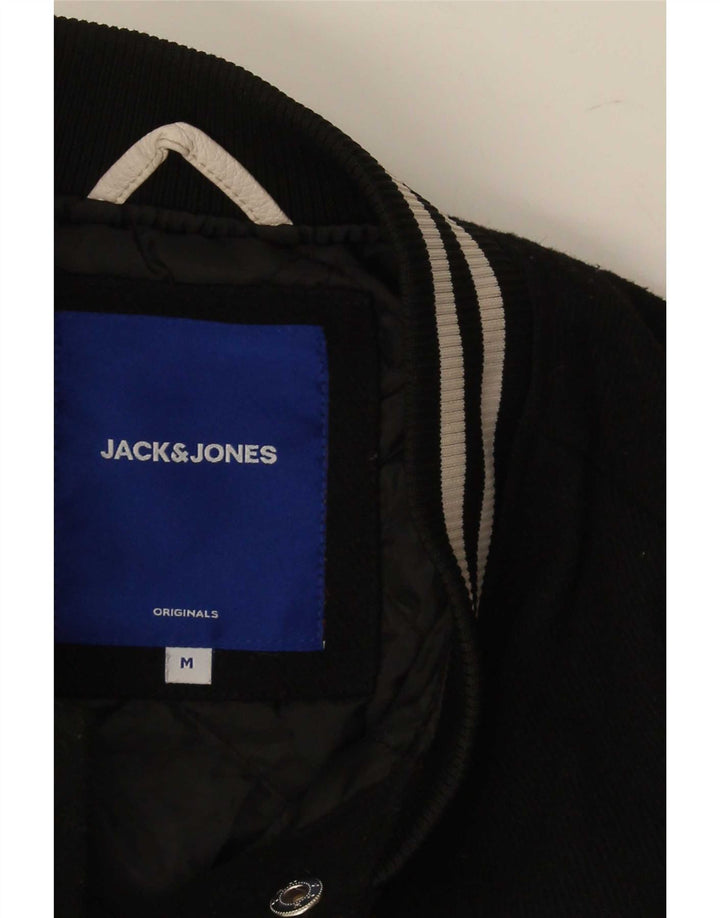 Jack & Jones Mens Graphic Varsity Jacket UK 38 Medium Black Colourblock