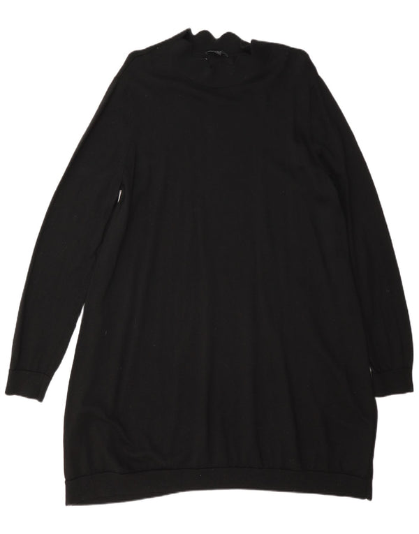 Cos Dame Langærmet Jumper Kjole UK 14 Medium Sort Uld