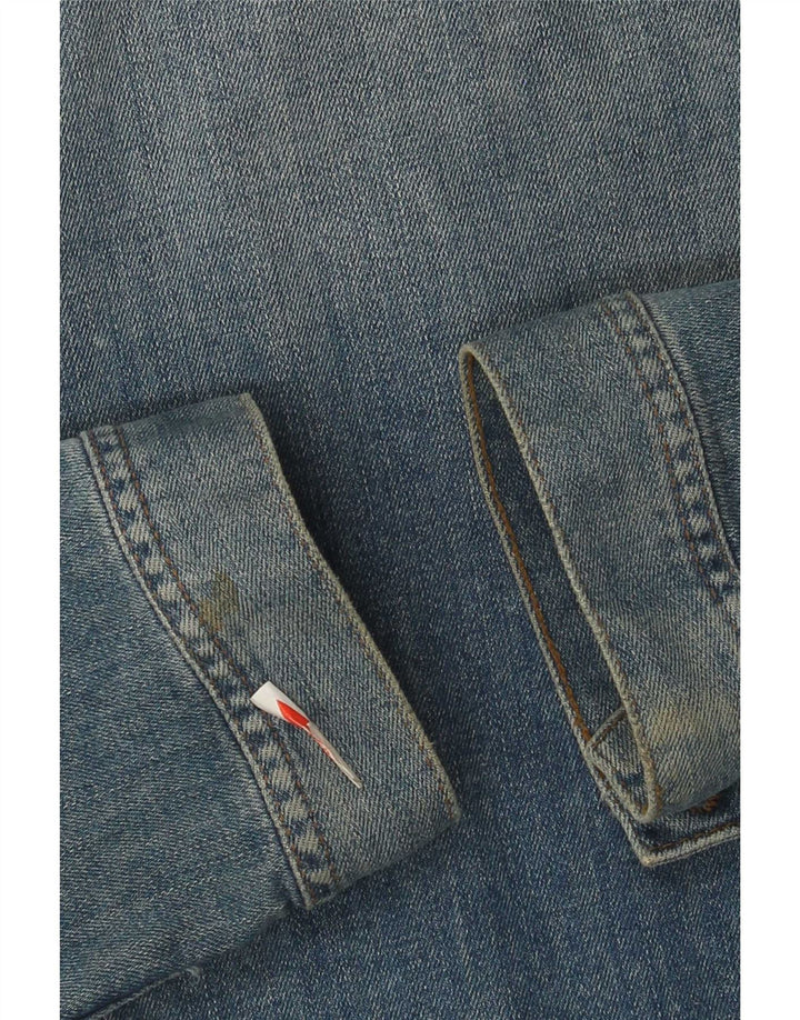 Jaqueta jeans feminina Fat Face UK 12 algodão azul médio