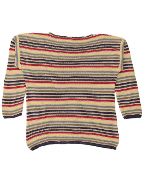Damski sweter z dekoltem w łódkę Benetton UK 10, mały, wielokolorowy