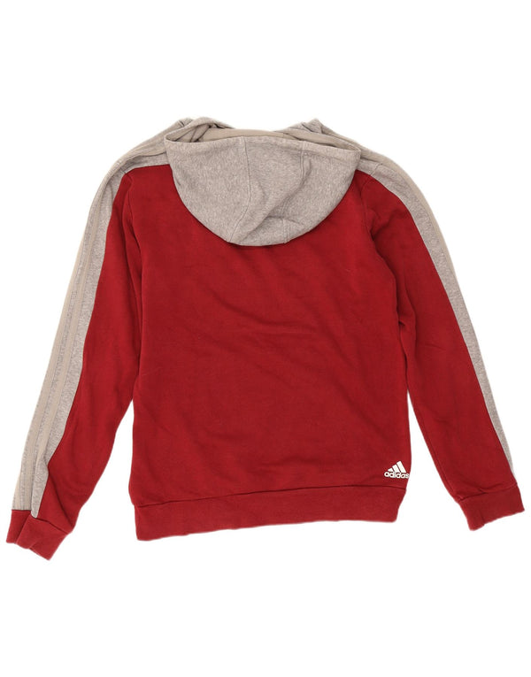 Adidas Mens Graphic Hoodie Jumper Medium Red Colourblock Cotton