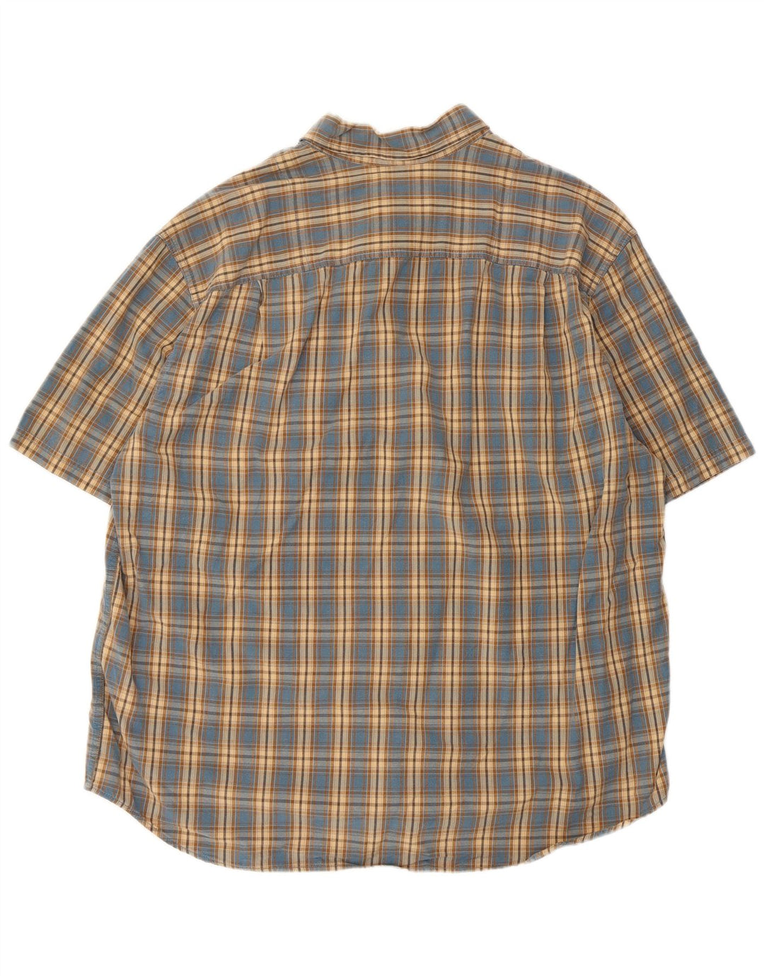 EDDIE BAUER Mens Short Sleeve Shirt XL Blue Check Cotton