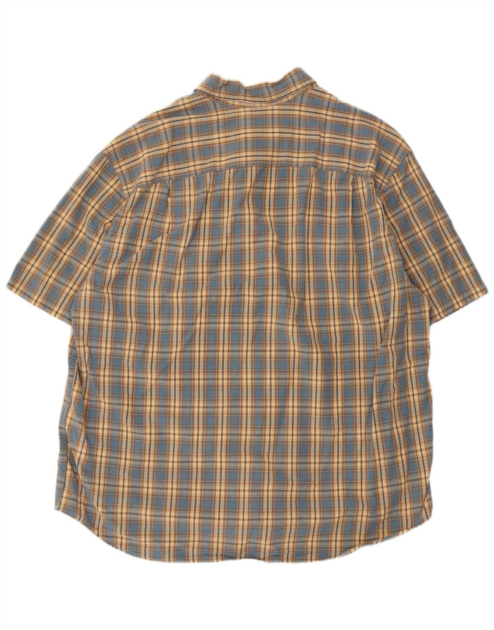 EDDIE BAUER Mens Short Sleeve Shirt XL Blue Check Cotton