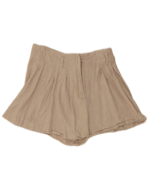 Zara Damen High Waist Pegged Hotpants Small W26 Beige Leinen