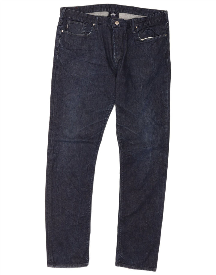 Armani Mens Slim Jeans W36 L34 Navy Blue Cotton