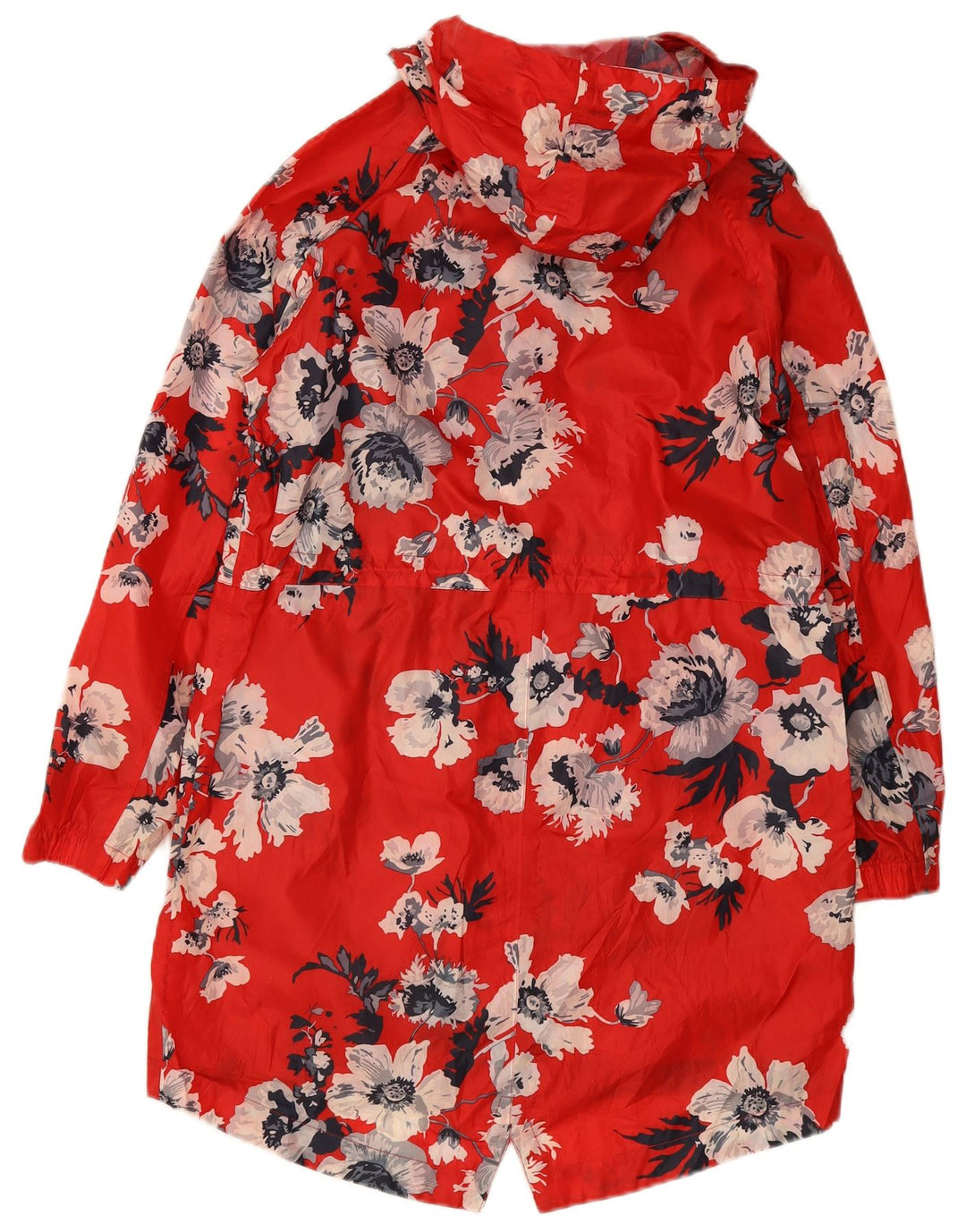 Impermeabile con cappuccio da donna Joules UK 12 Poliestere floreale rosso medio