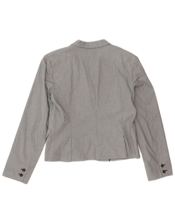 Giacca blazer da donna a 3 bottoni Stefanel IT 48 XL cotone a quadri grigio