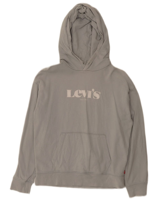 Suéter feminino Levi's com capuz grande e gráfico UK 10 pequeno algodão cinza