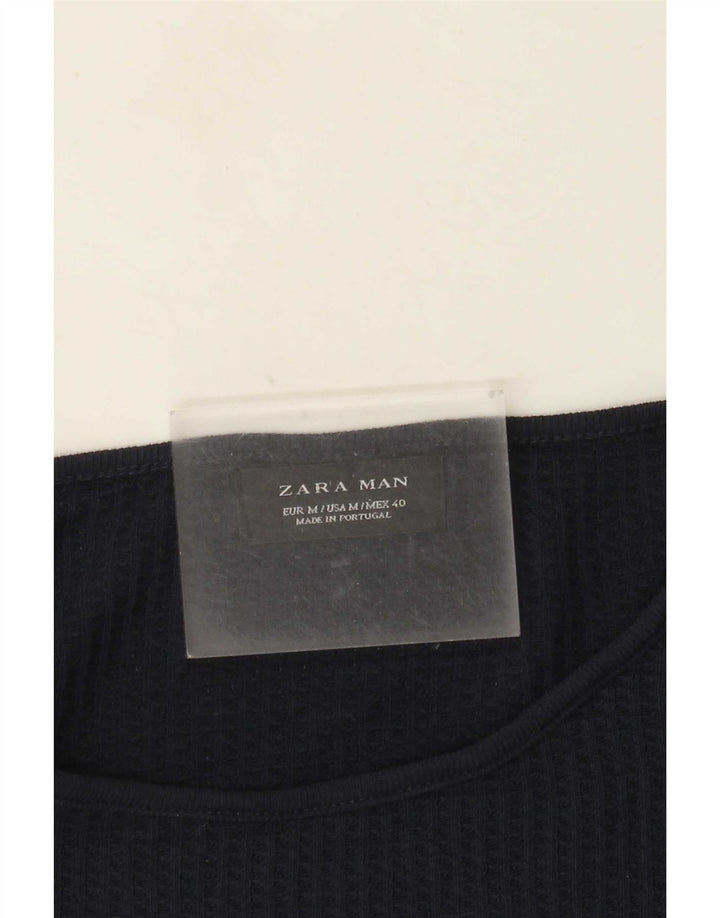 Zara Mens Boat Neck Jumper Sweater Medium Navy Blue