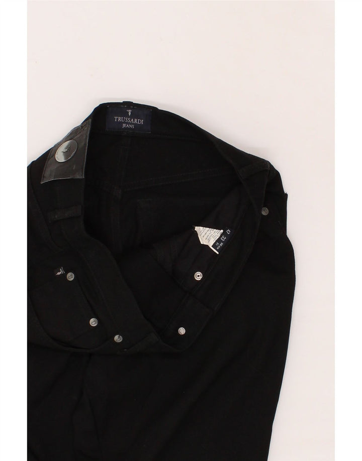 TRUSSARDI Mens Slim Casual Trousers W31 L34 Black Polyester Vintage Trussardi and Second-Hand Trussardi from Messina Hembry 