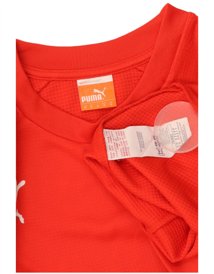 PUMA Mens Sweatshirt Jumper Medium Red Colourblock Polyester