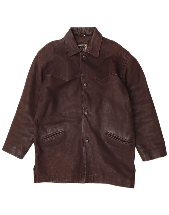Vintage Herre Læderjakke UK 38 Medium Brun Læder