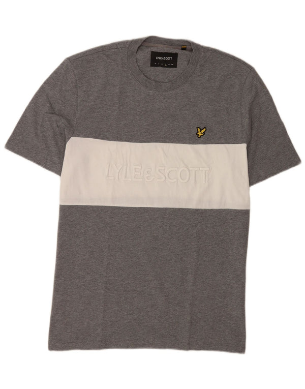 Ανδρικό γραφικό μπλουζάκι Lyle & Scott Top Large Grey Colourblock Βαμβακερό