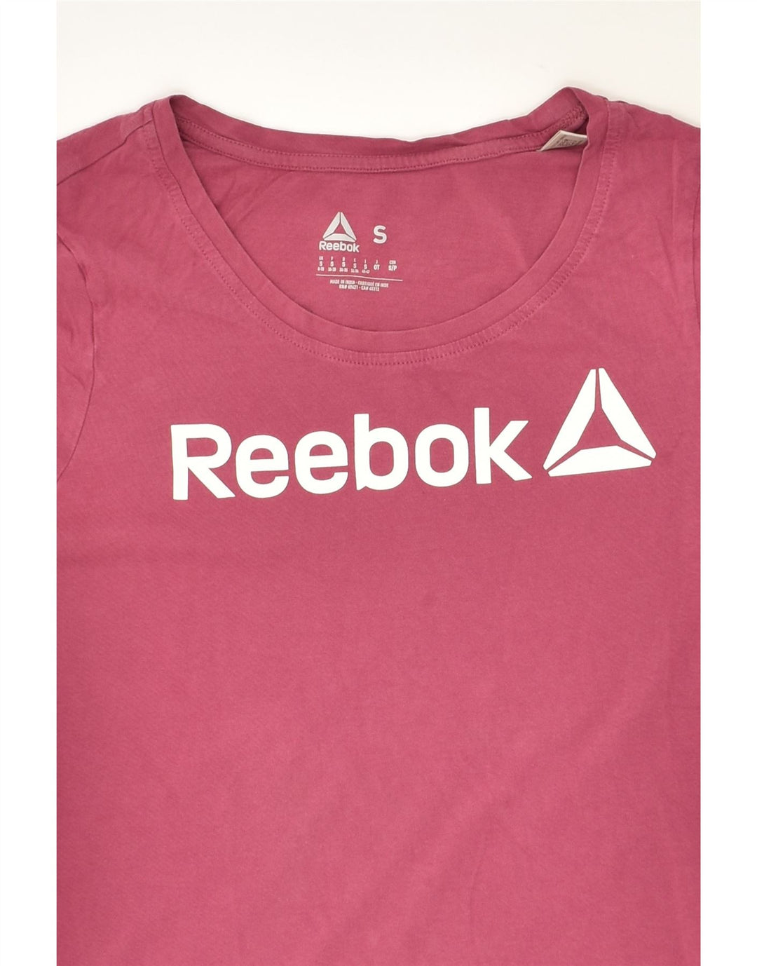 REEBOK Womens Graphic T-Shirt Top UK 8/10 Small Pink Cotton | Vintage Reebok | Thrift | Second-Hand Reebok | Used Clothing | Messina Hembry 