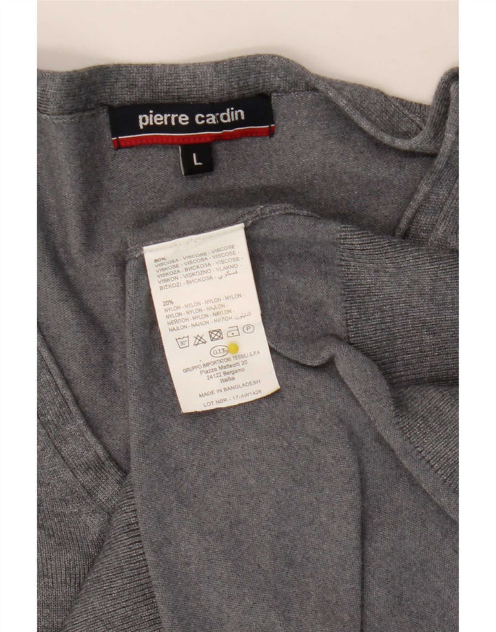Pierre Cardin Mens Cardigan Sweater Large Grey Viscose