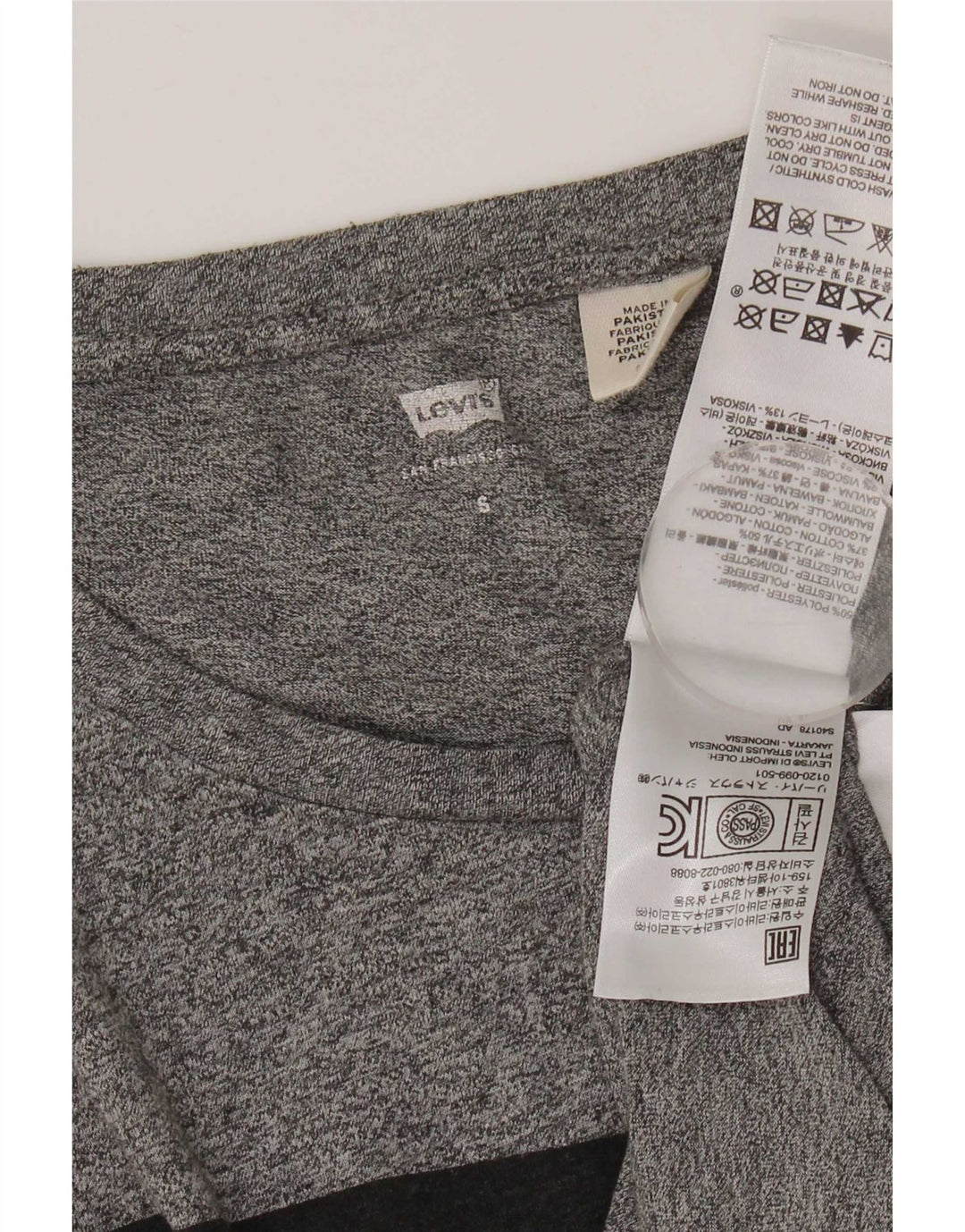 Levi's T-Shirt Graphique Femme UK 10 Petit Gris Moucheté Polyester