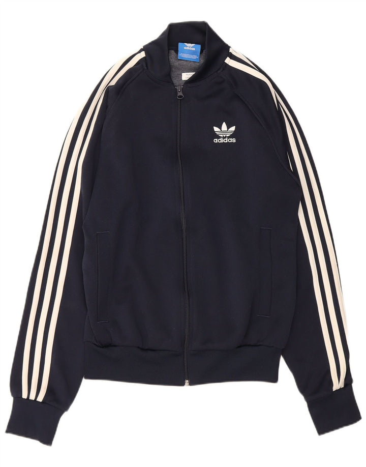 ADIDAS Mens Tracksuit Top Jacket Small Navy Blue Polyester