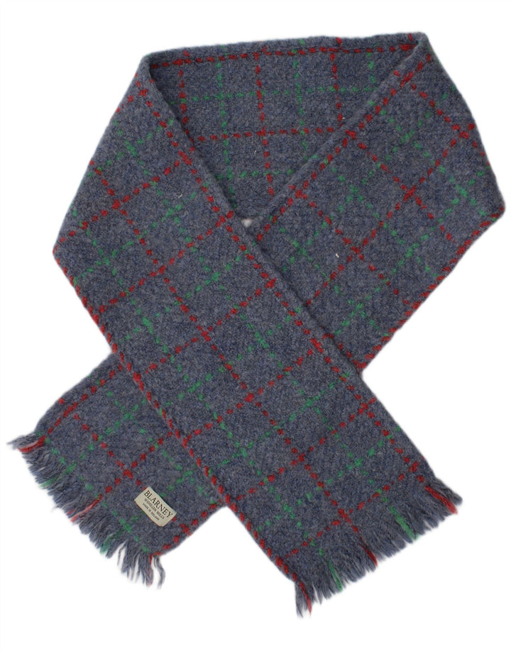 Blarney Herren-Rechteckschal, Einheitsgröße, blau kariert, Wolle, Winter