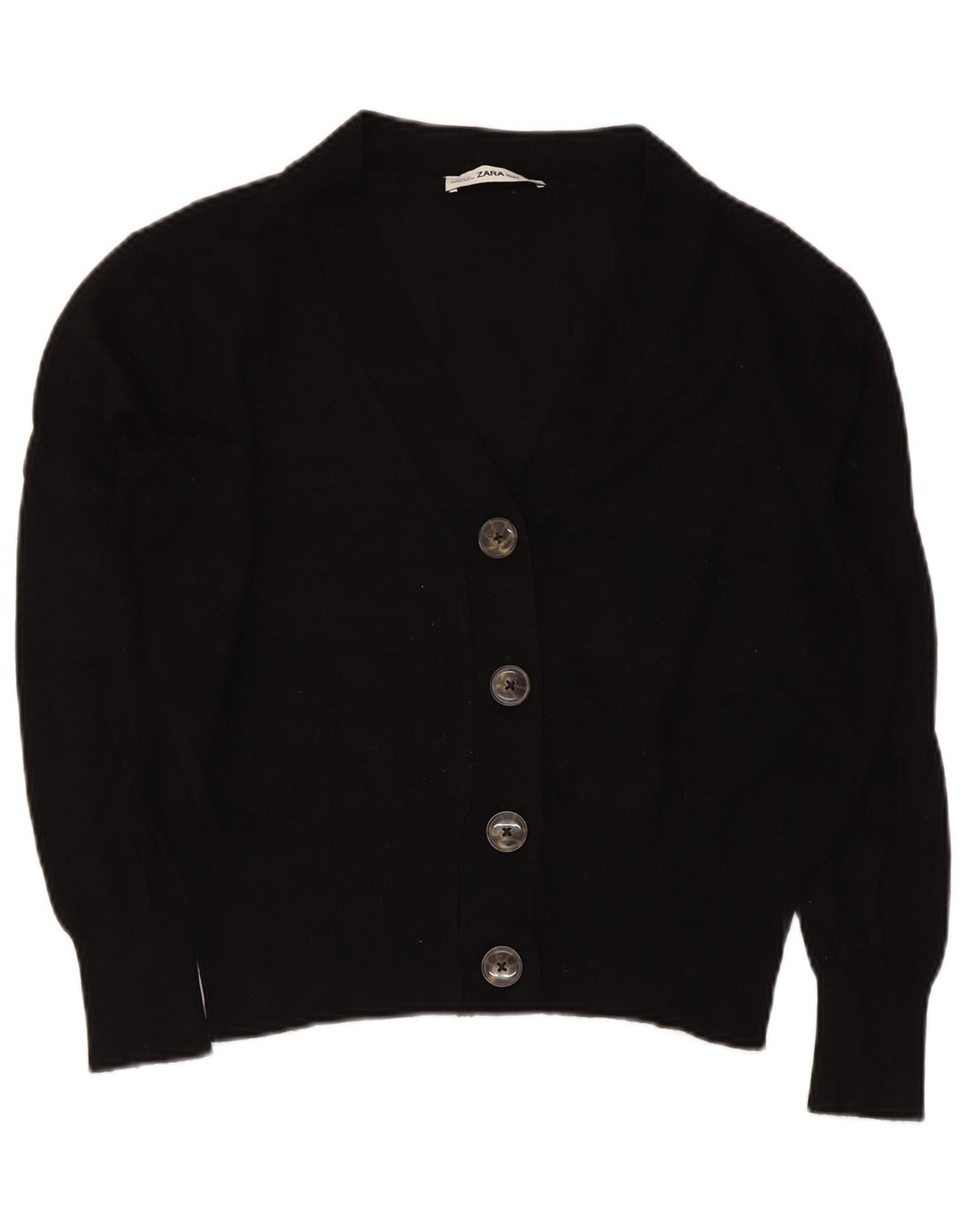 ZARA Womens Crop Cardigan Sweater UK 14 Medium Black