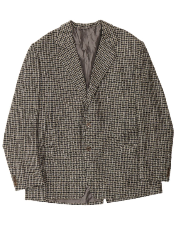 Ermenegildo Zegna Mens 2 Button Blazer Jacket UK 40 Medium Grey Houndstooth