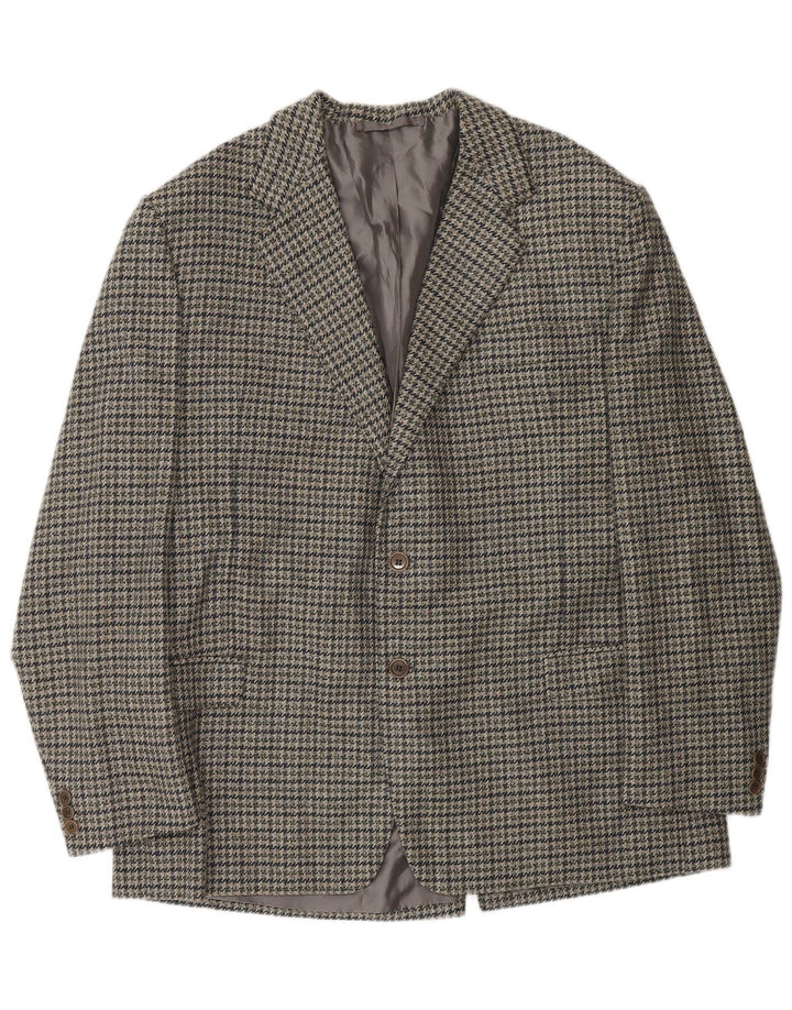 Ermenegildo Zegna Mens 2 Button Blazer Jacket UK 40 Medium Grey Houndstooth