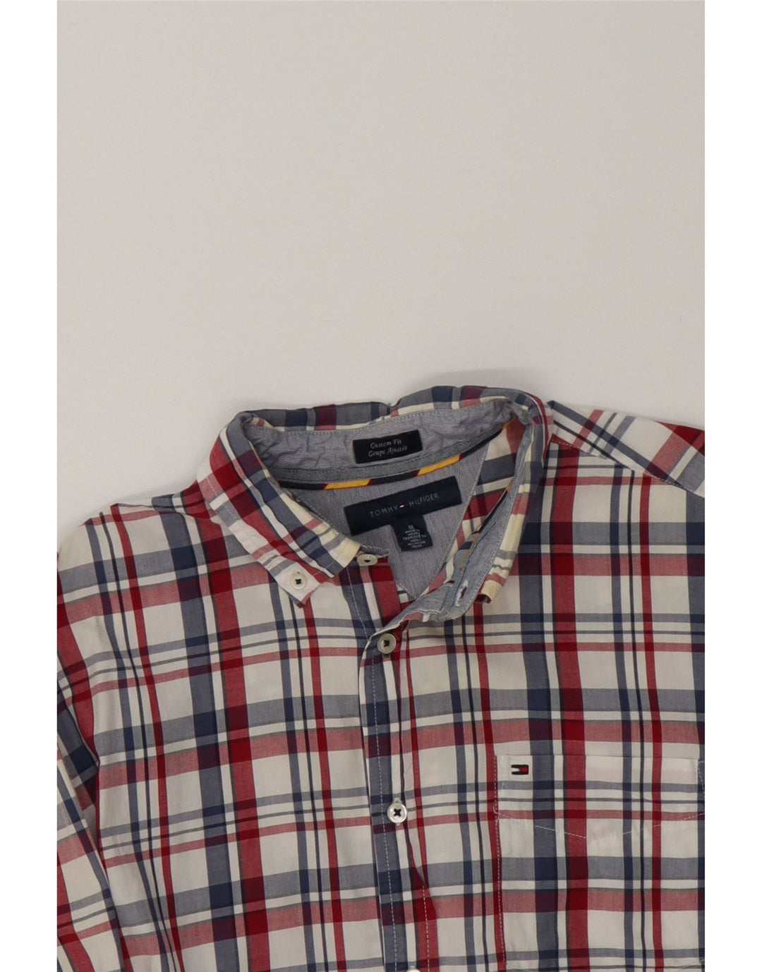 TOMMY HILFIGER Mens Coupe Ajustee Custom Fit Shirt Medium Red Check Cotton Vintage Tommy Hilfiger and Second-Hand Tommy Hilfiger from Messina Hembry 