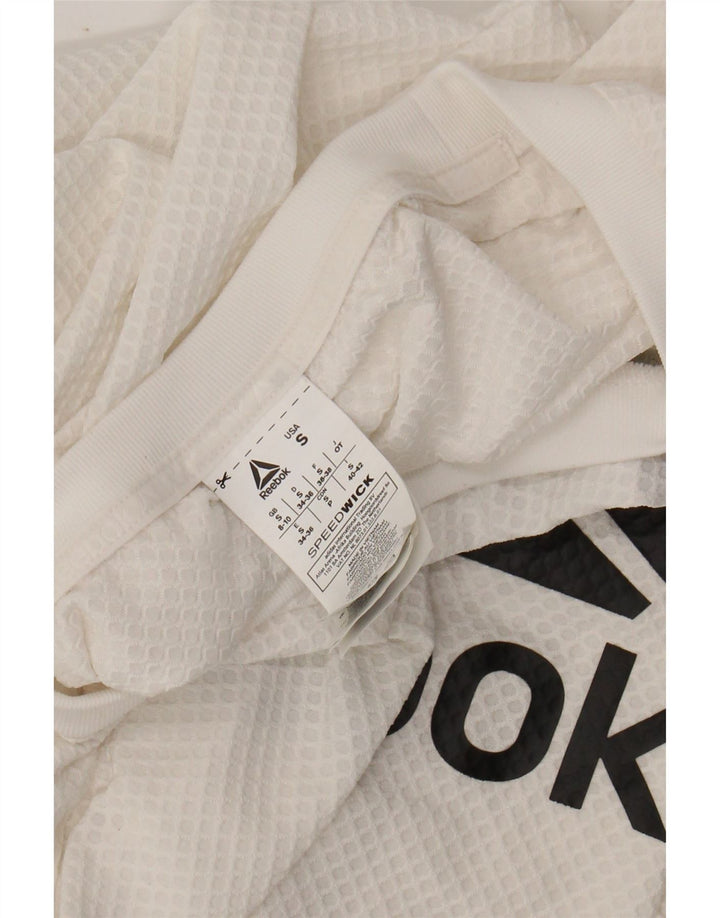 REEBOK Womens Oversized Graphic Sweatshirt Jumper UK 8/10 Small White