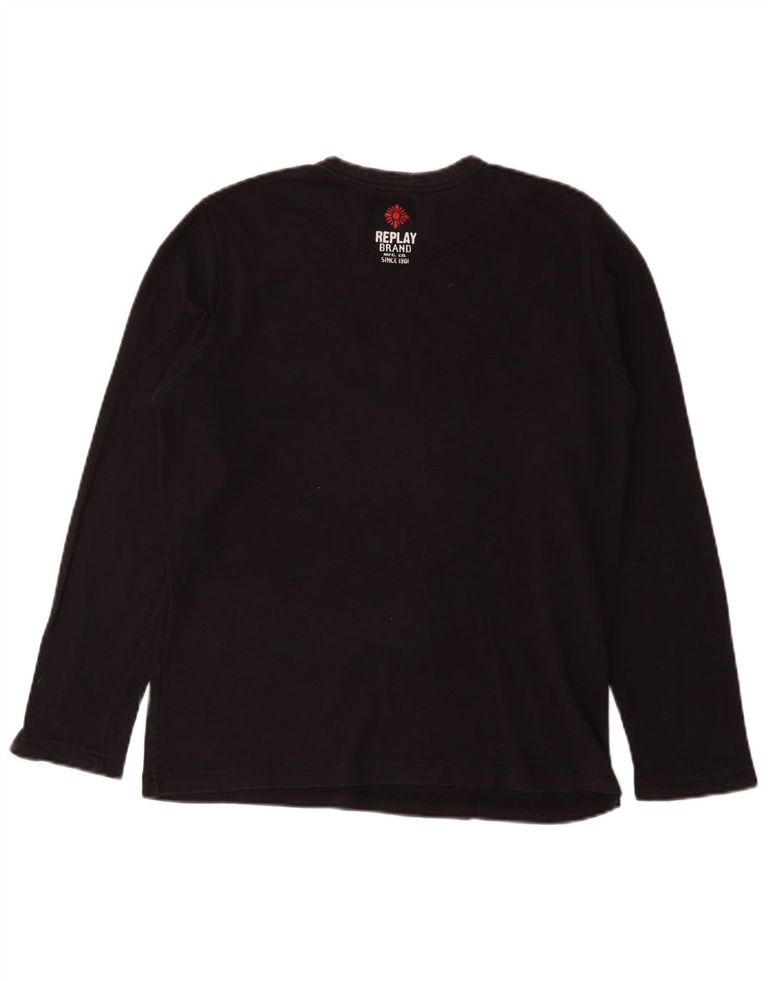 Replay Mens Graphic Top Long Sleeve Large Black