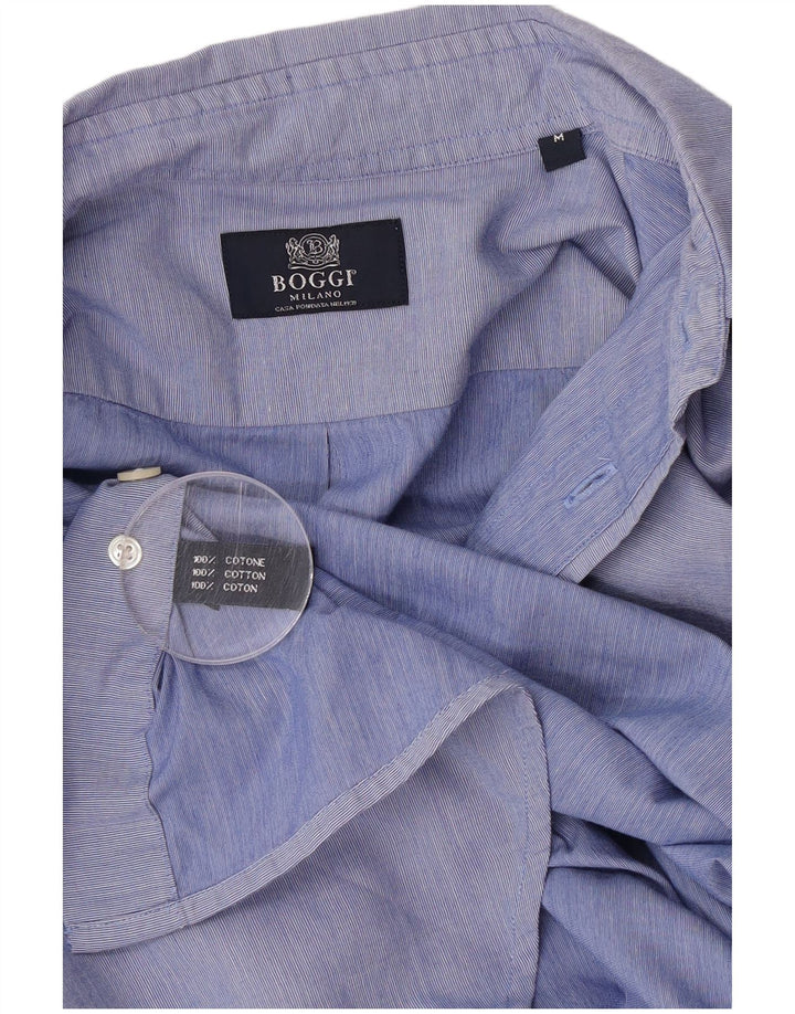 Boggi Mens Milano Short Sleeve Shirt Medium Blue Cotton