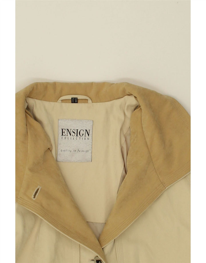 ENSIGN Womens Overcoat UK 14 Large  Beige Polyester Vintage Ensign and Second-Hand Ensign from Messina Hembry 