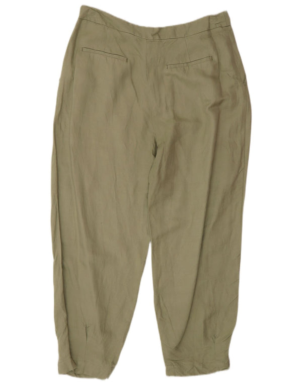 Zara Womens High Waist Loose Fit Cropped Trousers Medium W28 L25 Green