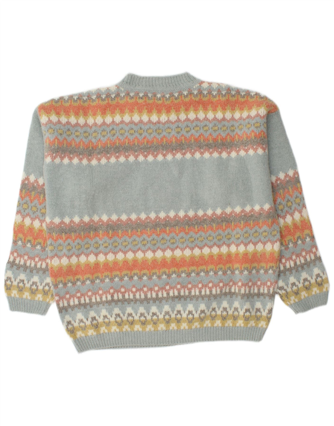 Sisley Mens Crew Neck Jumper Sweater Medium Multicoloured Fair Isle Wool