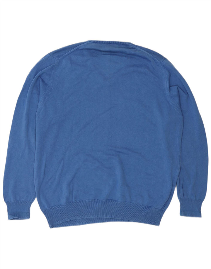 Zara Mens V-Neck Jumper Sweater Large Blue
