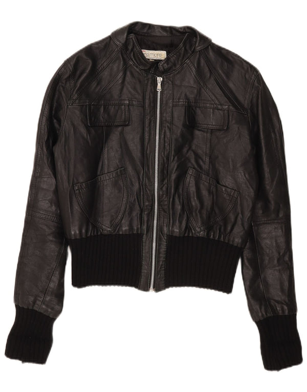 Bata and More Womens Crop Leather Jacket IT 46 Large Black