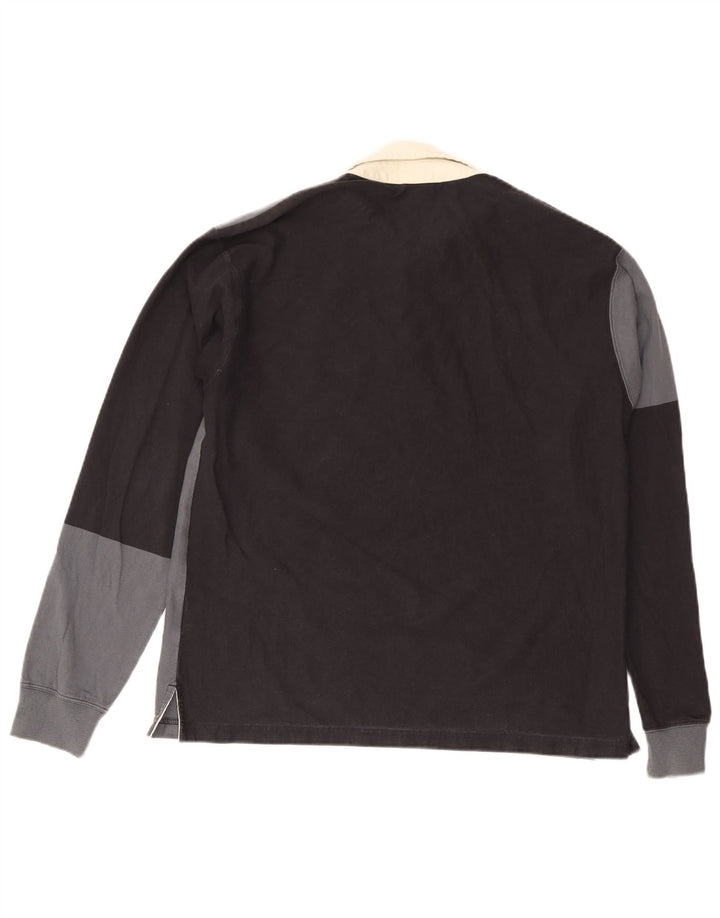 Champion Mens Long Sleeve Rugby Polo Shirt Medium Grey Colourblock