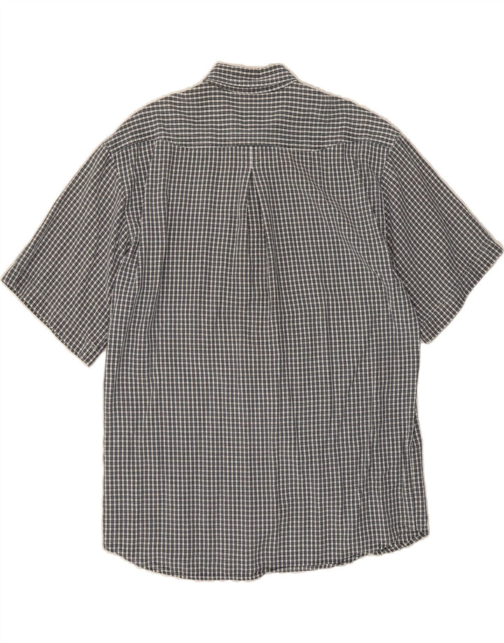 JOOP Mens Short Sleeve Shirt XL Navy Blue Check Lyocell Vintage Joop and Second-Hand Joop from Messina Hembry 