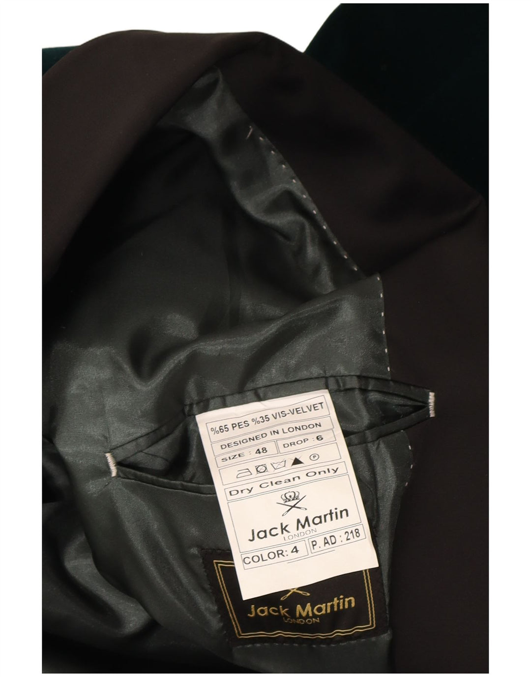 Jack Martin Herre 1 Knap Velvet Blazer Jacket IT 48 Medium Grøn Polyester