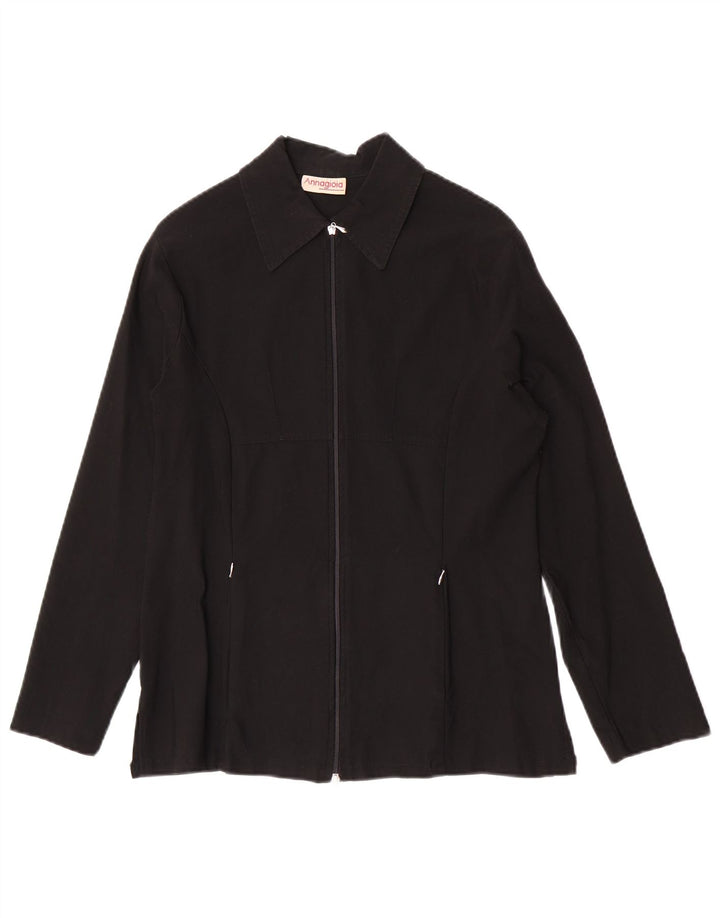 Kurtka damska w stylu vintage, bluza UK 14, średnia czarna wiskoza