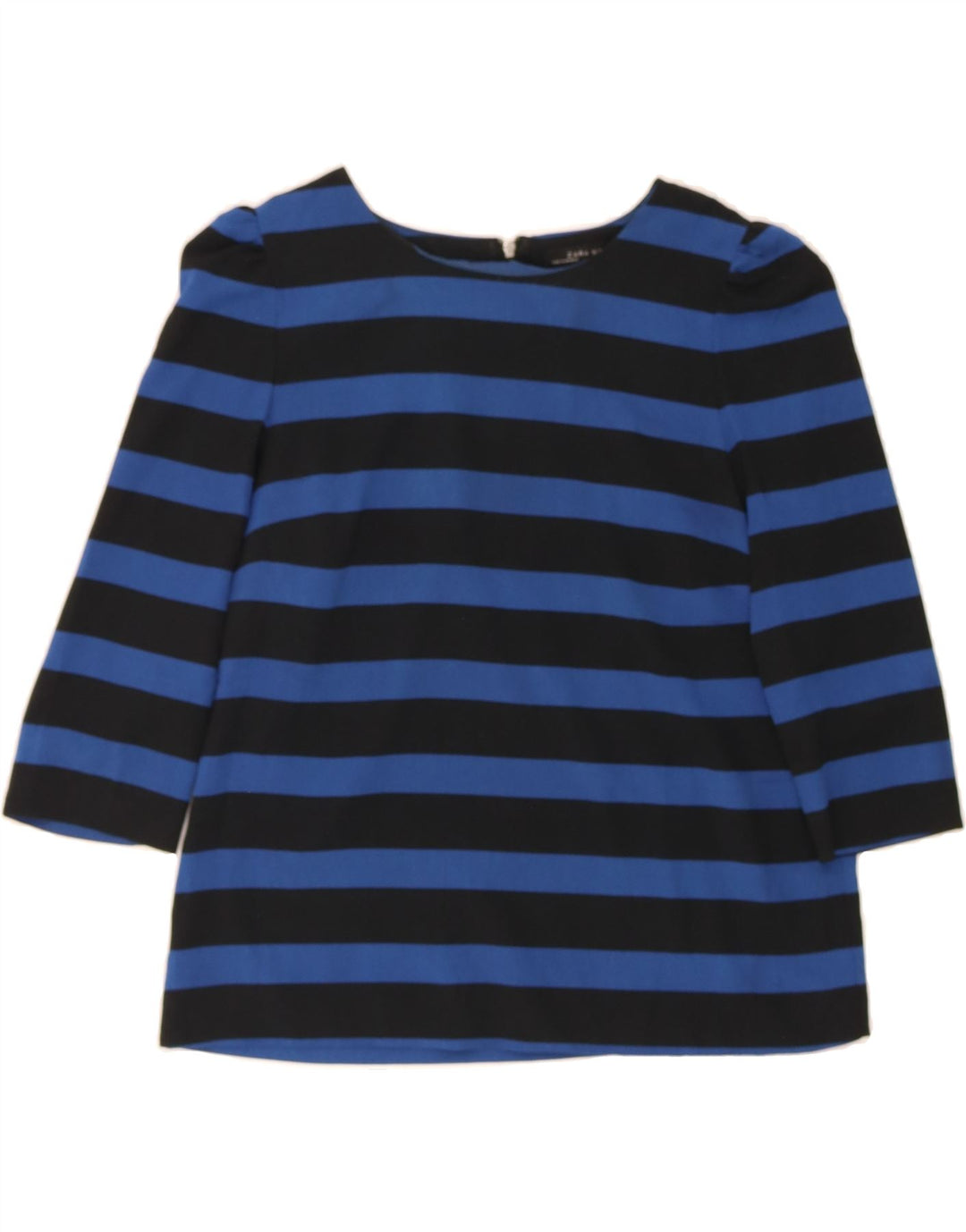 ZARA Womens Top 3/4 Sleeve UK 12 Medium Blue Striped Vintage Zara and Second-Hand Zara from Messina Hembry 