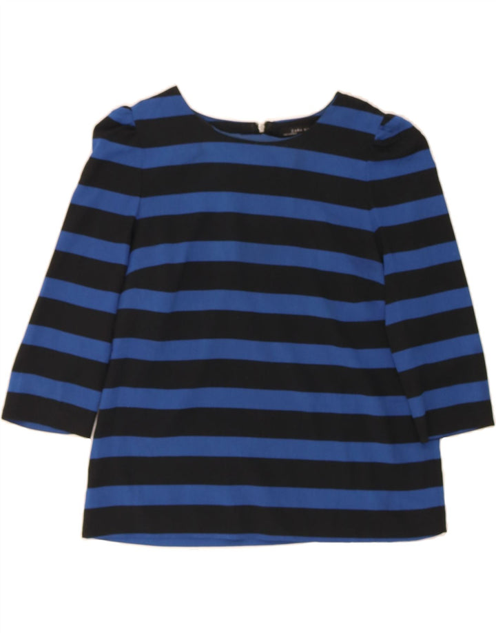 ZARA Womens Top 3/4 Sleeve UK 12 Medium Blue Striped Vintage Zara and Second-Hand Zara from Messina Hembry 